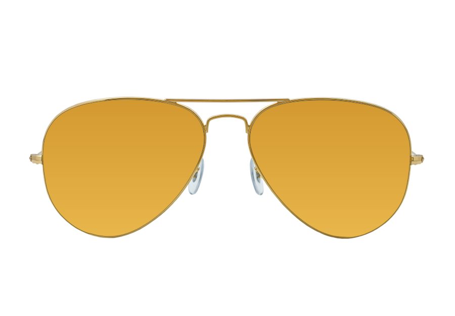Gold-framed aviator glasses with yellow-tinted lenses