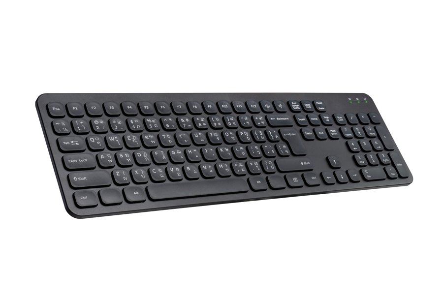 A black computer keyboard